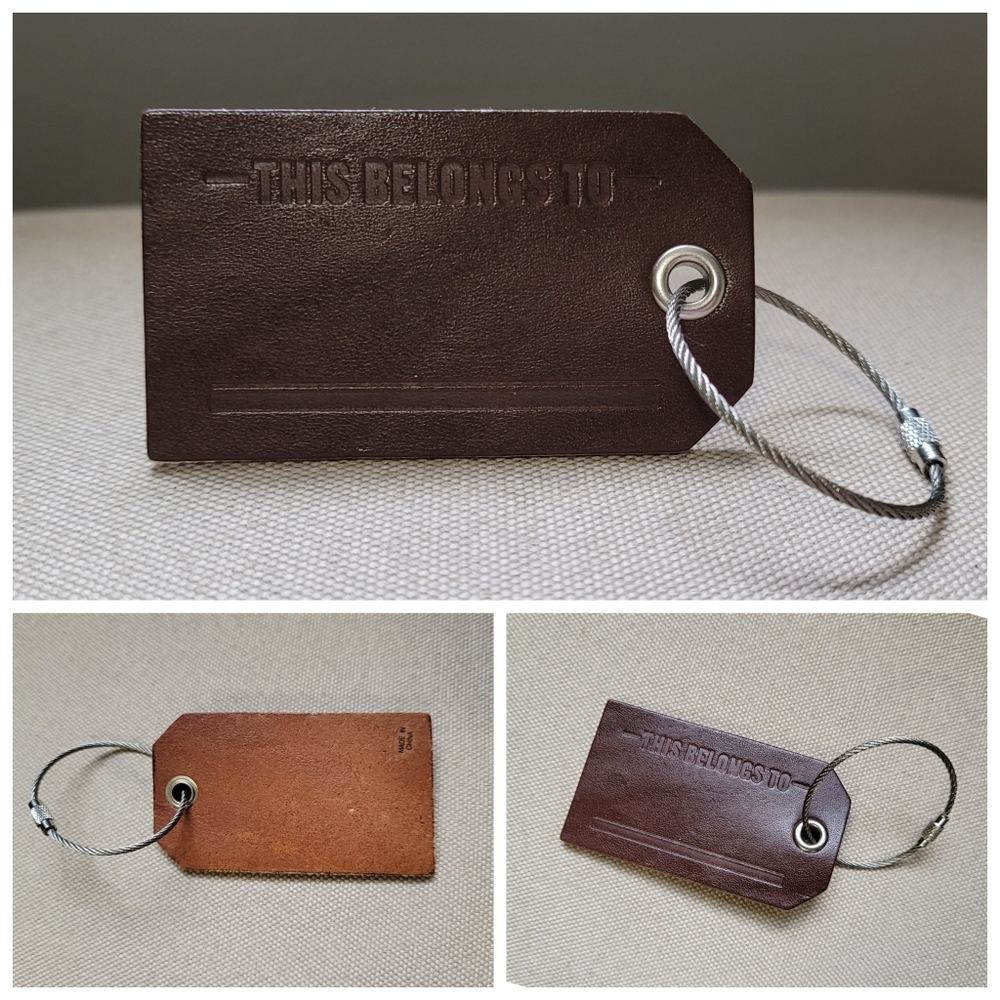 Marlboro Leather Steel Cable Luggage Tag